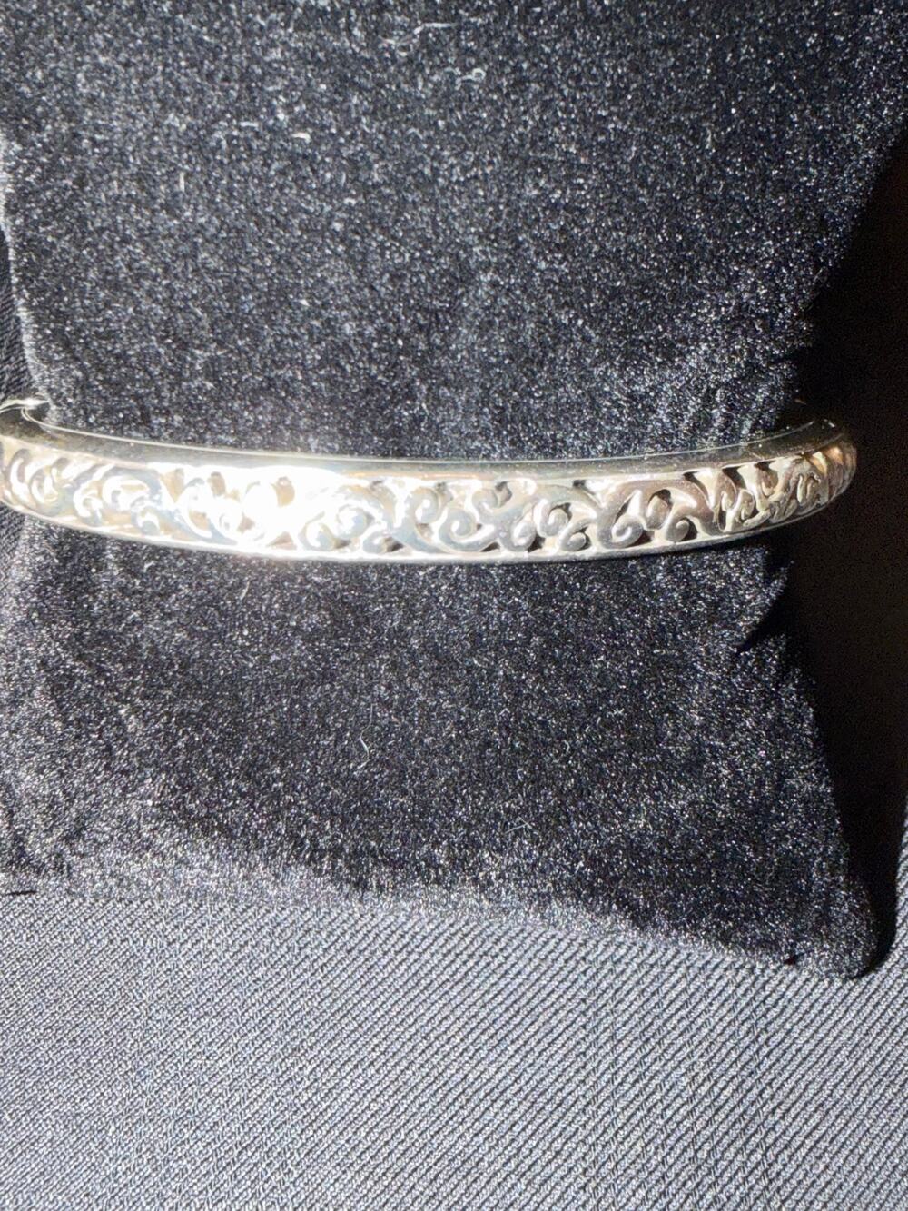 VTG Brighton "Sacred Heart" Hinged Bangle Bracelet early Y2K Swarovski stones